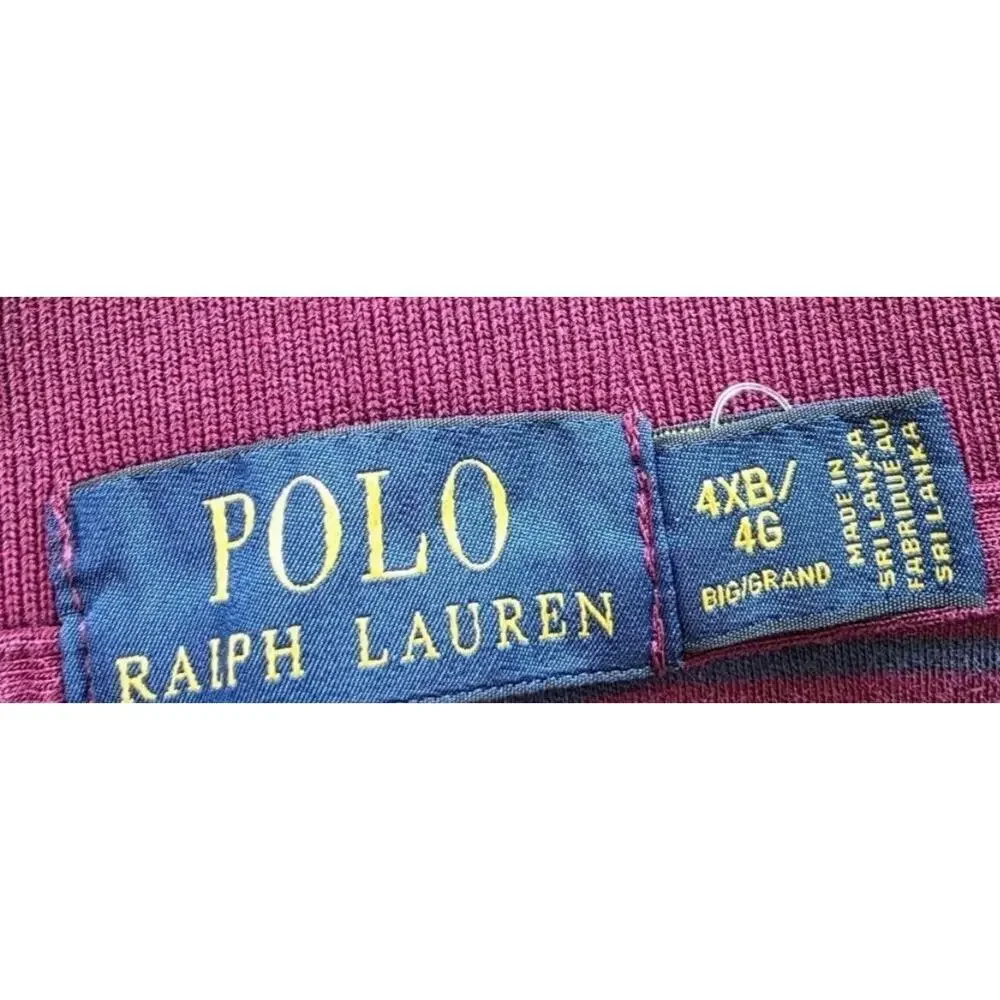 Polo Ralph Lauren 4XB‎ Big Grand Burgundy & Blue Striped Short Sleeve Polo Shirt